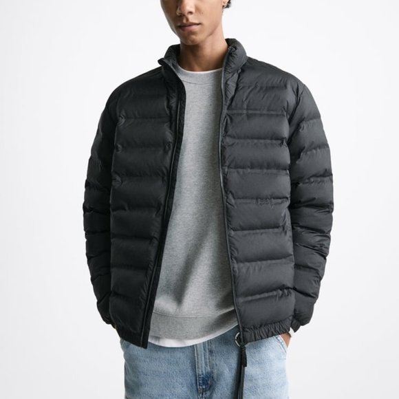 Men's Zara Black LIGHTWEIGHT PUFFER JACKET Size Large NWT - Picture 1 of 4